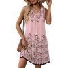 Zeagoo Summer Dresses for Women 2026 Sleeveless Dress V Neck Tank Dress Pleated Floral Tshirt Sundresses with Pockets(Pink Print)