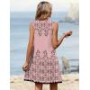Zeagoo Summer Dresses for Women 2026 Sleeveless Dress V Neck Tank Dress Pleated Floral Tshirt Sundresses with Pockets(Pink Print)