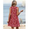 Zeagoo Summer Dresses for Women 2026 Sleeveless Dress V Neck Tank Dress Pleated Floral Tshirt Sundresses with Pockets(Red-floral)