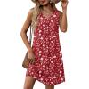Zeagoo Summer Dresses for Women 2026 Sleeveless Dress V Neck Tank Dress Pleated Floral Tshirt Sundresses with Pockets(Red-floral)