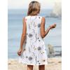 Zeagoo Summer Dresses for Women 2026 Sleeveless Dress V Neck Tank Dress Pleated Floral Tshirt Sundresses with Pockets(White Floral)