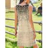 Zeagoo Summer Dresses for Women Boho Beach Dress Sleeveless Sundresses with Pockets Casual Loose Tank Tshirt Sun Dress(Brown Printed)