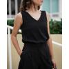 Zeagoo Summer Tank Top for Women V Neck Textured Camisole Blouses Sleeveless Casual Basic Beach Vacation Cami Shirt(Black)