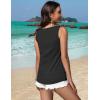 Zeagoo Summer Tank Top for Women V Neck Textured Camisole Blouses Sleeveless Casual Basic Beach Vacation Cami Shirt(Black)