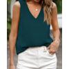 Zeagoo Summer Tank Top for Women V Neck Textured Camisole Blouses Sleeveless Casual Basic Beach Vacation Cami Shirt(Blue-green)