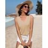 Zeagoo Summer Tank Top for Women V Neck Textured Camisole Blouses Sleeveless Casual Basic Beach Vacation Cami Shirt(Coffee)