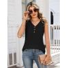 Zeagoo Tank Tops for Women 2026 Summer Top Henley Shirts Dressy Casual Loose Fit V-Neck Button Down Sleeveless Tshirt Blouse(Black)