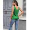 Zeagoo Women 2026 Silk Satin Tank Top Casual V Neck Camisole Blouses Loose Sleeveless Cami Basic Tank Shirt(Green)