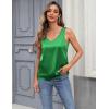 Zeagoo Women 2026 Silk Satin Tank Top Casual V Neck Camisole Blouses Loose Sleeveless Cami Basic Tank Shirt(Green)