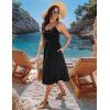 Zeagoo Women 2026 Summer Adjustable Spaghetti Strap Sundress Casual Ruched Floral V Neck Midi Flowy Beach Dress with Pockets(Black)