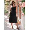 Zeagoo Women 2026 Summer Adjustable Spaghetti Strap Sundress Casual Ruched Floral V Neck Midi Flowy Beach Dress with Pockets(Black)