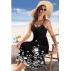 Zeagoo Women 2026 Summer Adjustable Spaghetti Strap Sundress Casual Ruched Floral V Neck Midi Flowy Beach Dress with Pockets(Black Floral)