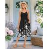 Zeagoo Women 2026 Summer Adjustable Spaghetti Strap Sundress Casual Ruched Floral V Neck Midi Flowy Beach Dress with Pockets(Black Floral)