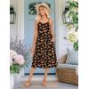 Zeagoo Women 2026 Summer Adjustable Spaghetti Strap Sundress Casual Ruched Floral V Neck Midi Flowy Beach Dress with Pockets(Black Orange Floral)