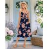 Zeagoo Women 2026 Summer Adjustable Spaghetti Strap Sundress Casual Ruched Floral V Neck Midi Flowy Beach Dress with Pockets(Black Pink Floral)
