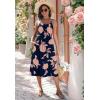 Zeagoo Women 2026 Summer Adjustable Spaghetti Strap Sundress Casual Ruched Floral V Neck Midi Flowy Beach Dress with Pockets(Black Pink Floral)