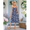 Zeagoo Women 2026 Summer Adjustable Spaghetti Strap Sundress Casual Ruched Floral V Neck Midi Flowy Beach Dress with Pockets(Blue White Floral)