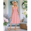 Zeagoo Women 2026 Summer Adjustable Spaghetti Strap Sundress Casual Ruched Floral V Neck Midi Flowy Beach Dress with Pockets(Pink Polka Dots)