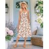 Zeagoo Women 2026 Summer Adjustable Spaghetti Strap Sundress Casual Ruched Floral V Neck Midi Flowy Beach Dress with Pockets(Pink White Floral)
