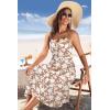 Zeagoo Women 2026 Summer Adjustable Spaghetti Strap Sundress Casual Ruched Floral V Neck Midi Flowy Beach Dress with Pockets(Pink White Floral)