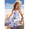 Zeagoo Women 2026 Summer Adjustable Spaghetti Strap Sundress Casual Ruched Floral V Neck Midi Flowy Beach Dress with Pockets(Purple Floral)