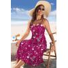 Zeagoo Women 2026 Summer Adjustable Spaghetti Strap Sundress Casual Ruched Floral V Neck Midi Flowy Beach Dress with Pockets(Wine Red Floral)