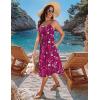 Zeagoo Women 2026 Summer Adjustable Spaghetti Strap Sundress Casual Ruched Floral V Neck Midi Flowy Beach Dress with Pockets(Wine Red Floral)