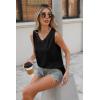 Zeagoo Women Eyelet Tank Tops Sleeveless Shirts V Neck Cute Summer Top Loose Fit Camisole S-XXL(Black)
