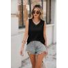 Zeagoo Women Eyelet Tank Tops Sleeveless Shirts V Neck Cute Summer Top Loose Fit Camisole S-XXL(Black)