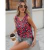 Zeagoo Women Eyelet Tank Tops Sleeveless Shirts V Neck Cute Summer Top Loose Fit Camisole S-XXL(Black Red Floral)