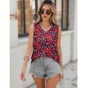Zeagoo Women Eyelet Tank Tops Sleeveless Shirts V Neck Cute Summer Top Loose Fit Camisole S-XXL(Black Red Floral)