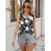 Zeagoo Women Eyelet Tank Tops Sleeveless Shirts V Neck Cute Summer Top Loose Fit Camisole S-XXL(Black White Floral)