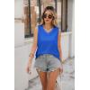 Zeagoo Women Eyelet Tank Tops Sleeveless Shirts V Neck Cute Summer Top Loose Fit Camisole S-XXL(Blue)