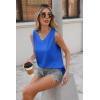 Zeagoo Women Eyelet Tank Tops Sleeveless Shirts V Neck Cute Summer Top Loose Fit Camisole S-XXL(Blue)