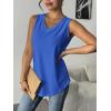 Zeagoo Women Eyelet Tank Tops Sleeveless Shirts V Neck Cute Summer Top Loose Fit Camisole S-XXL(Blue)