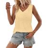 Zeagoo Women Eyelet Tank Tops Sleeveless Shirts V Neck Cute Summer Top Loose Fit Camisole S-XXL(Goose Yellow)