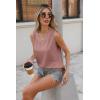 Zeagoo Women Eyelet Tank Tops Sleeveless Shirts V Neck Cute Summer Top Loose Fit Camisole S-XXL(Pink)