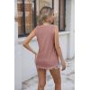 Zeagoo Women Eyelet Tank Tops Sleeveless Shirts V Neck Cute Summer Top Loose Fit Camisole S-XXL(Pink)