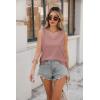 Zeagoo Women Eyelet Tank Tops Sleeveless Shirts V Neck Cute Summer Top Loose Fit Camisole S-XXL(Pink)