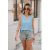 Zeagoo Women Eyelet Tank Tops Sleeveless Shirts V Neck Cute Summer Top Loose Fit Camisole S-XXL(Sky Blue)