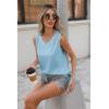 Zeagoo Women Eyelet Tank Tops Sleeveless Shirts V Neck Cute Summer Top Loose Fit Camisole S-XXL(Sky Blue)
