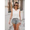 Zeagoo Women Eyelet Tank Tops Sleeveless Shirts V Neck Cute Summer Top Loose Fit Camisole S-XXL(White)
