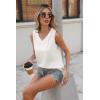 Zeagoo Women Eyelet Tank Tops Sleeveless Shirts V Neck Cute Summer Top Loose Fit Camisole S-XXL(White)