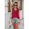 Zeagoo Women Eyelet Tank Tops Sleeveless Shirts V Neck Cute Summer Top Loose Fit Camisole S-XXL(Wine Red)