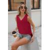Zeagoo Women Eyelet Tank Tops Sleeveless Shirts V Neck Cute Summer Top Loose Fit Camisole S-XXL(Wine Red)