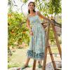 Zeagoo Women Summer Maxi Dress with Pockets 2025 Spaghetti Strap Sundress Casual Flowy Boho Dress Floral Tiered Beach Dress(Green Flower)