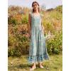 Zeagoo Women Summer Maxi Dress with Pockets 2025 Spaghetti Strap Sundress Casual Flowy Boho Dress Floral Tiered Beach Dress(Green Flower)