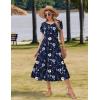 Zeagoo Women Summer Midi A Line Dress Short Sleeve Casual Flowy Tiered Beach Long Sundress with Pockets 2026 Vacation Travel(Bf318)