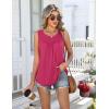 Zeagoo Women Summer Tank Tops Loose Fit Flowy Boho Pleated Sleeveless Shirts Crew Neck Dressy Casual Tunic Trendy Blouses(Hot Pink)