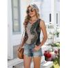 Zeagoo Women Summer Tank Tops Loose Fit Flowy Boho Pleated Sleeveless Shirts Crew Neck Dressy Casual Tunic Trendy Blouses(Printed Griotte Marble Cx278)